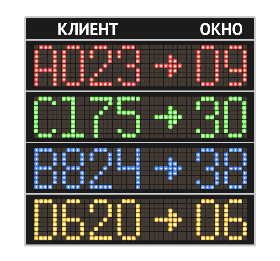 Светодиодное информационное табло для систем управления очередью